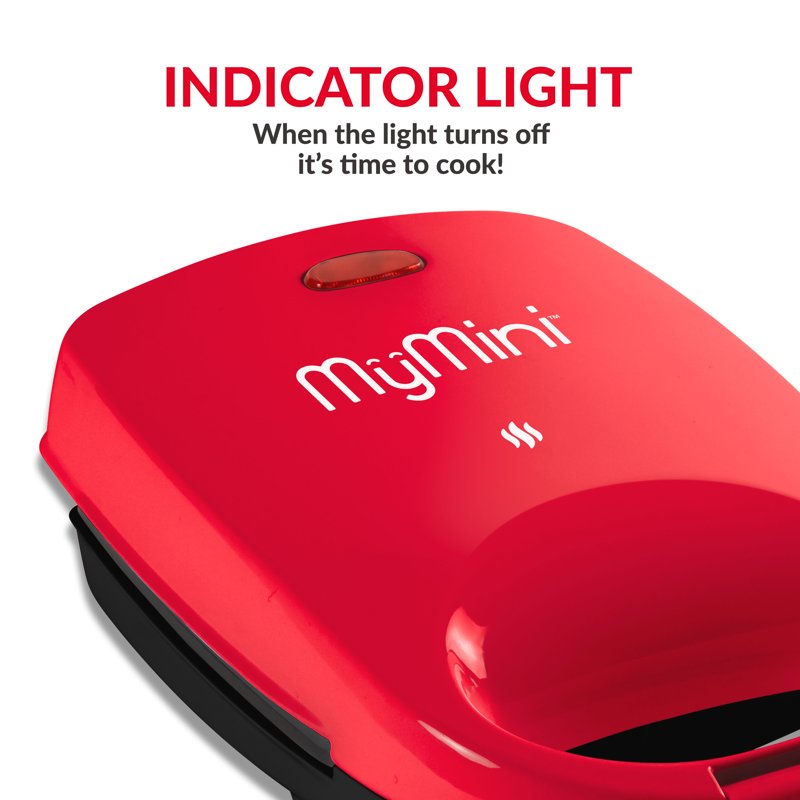 Personal Sandwich Maker, 520W Compact Grill for Paninis and Breakfast - Red