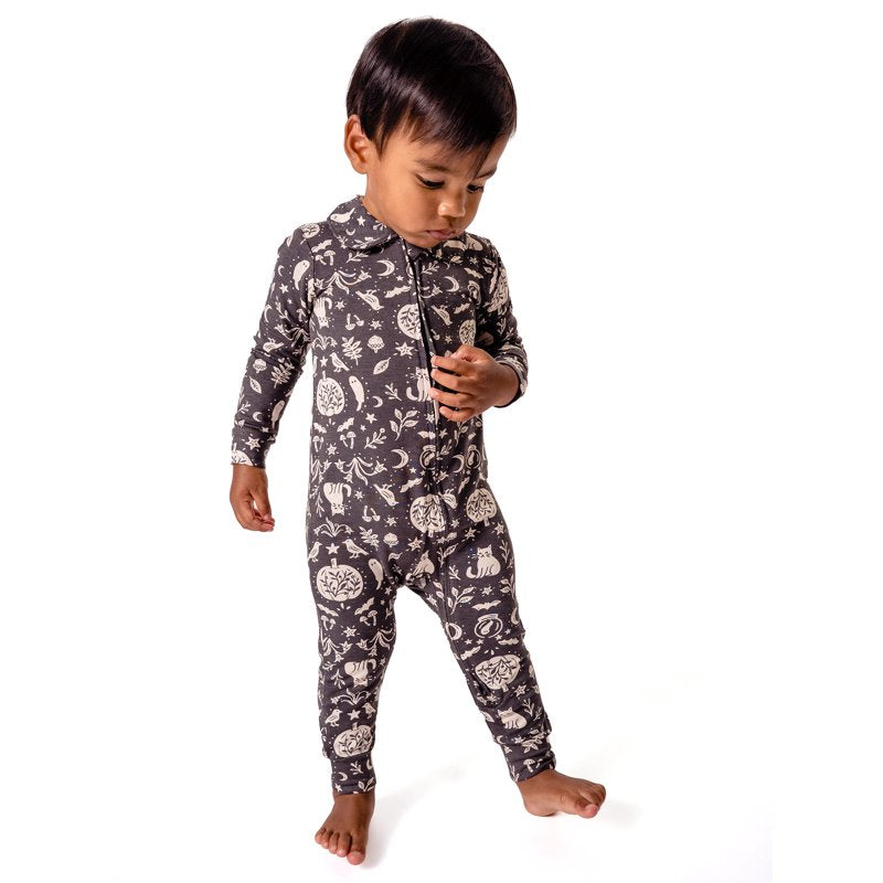 Baby Boy Halloween Coverall with Two-Way Zip - Black, 0-3 Months