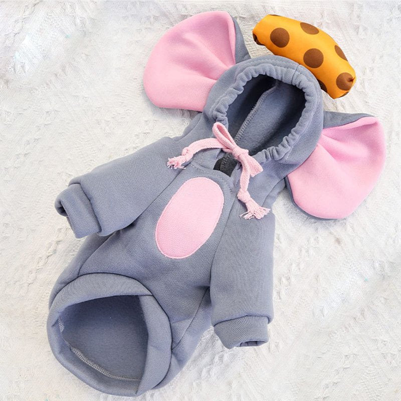 Pet Dog Hoodie Winter Big Ear Mouse Costume Gray XXS - Small Breed Pet Apparel