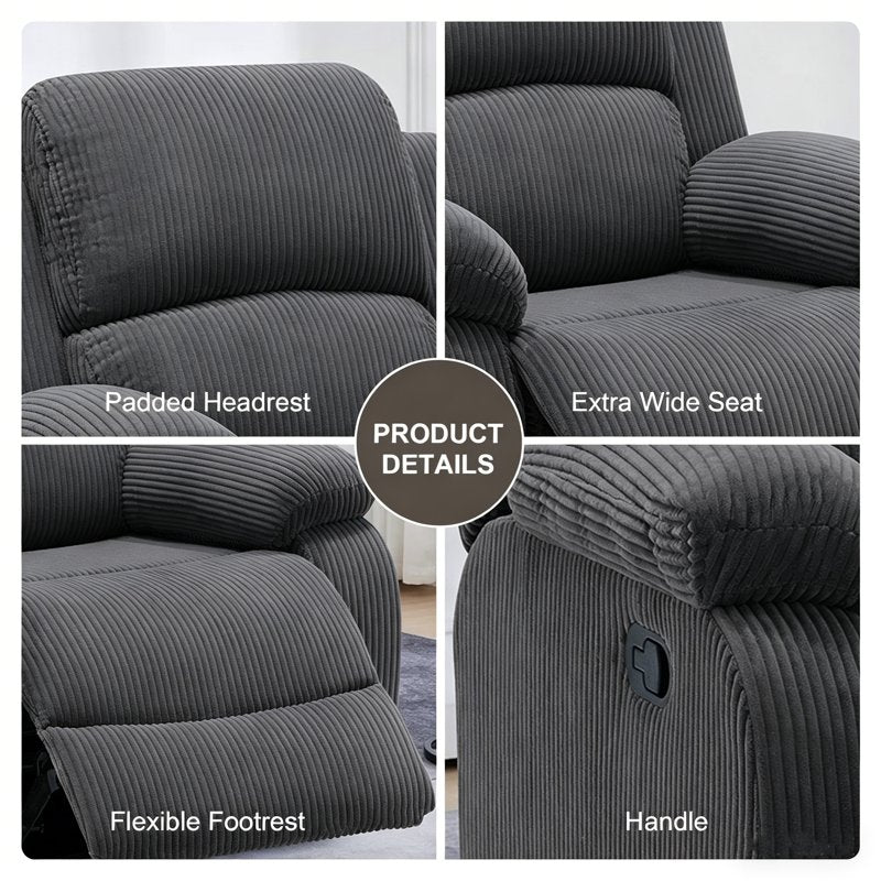 Manual Recliner Chair - Plush Armchair for Living Room & Bedroom