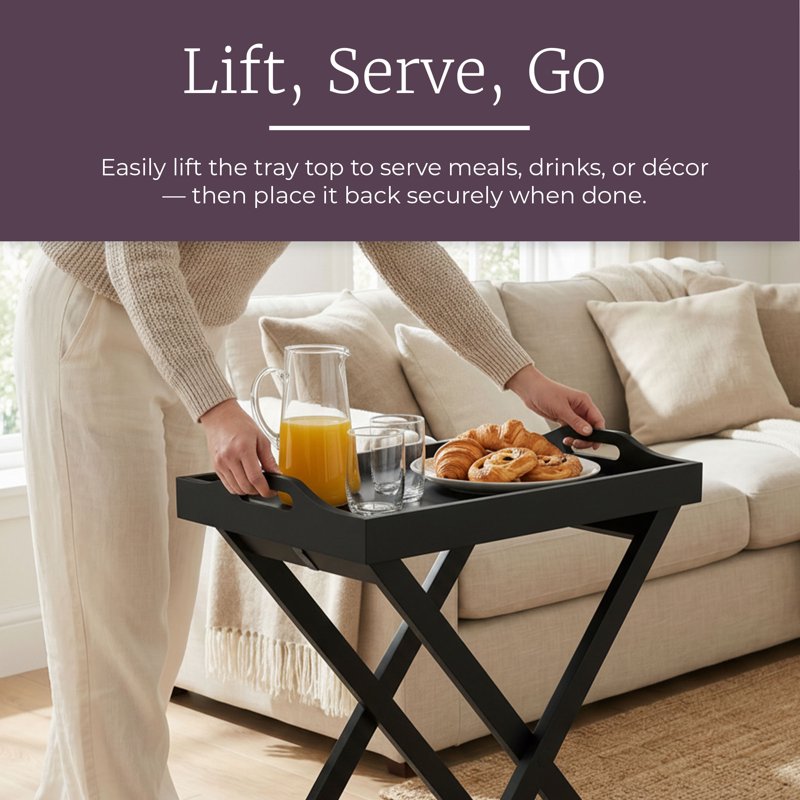 Folding End Table with Removable Tray - Multiple Colors