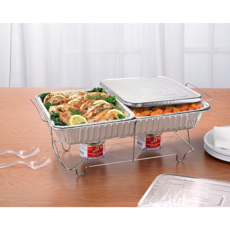 10-Piece Disposable Chafing Buffet Set with Fuel - 2 Pack