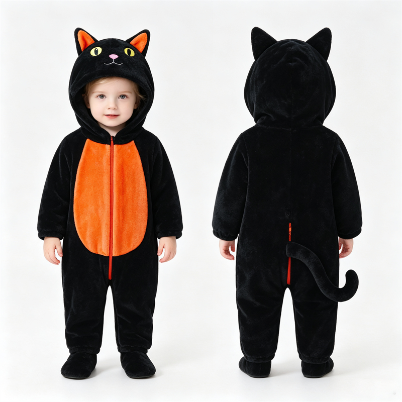 Toddler Baby Cat Costume Jumpsuit - Orange 4-5 Years Halloween Animal Cosplay