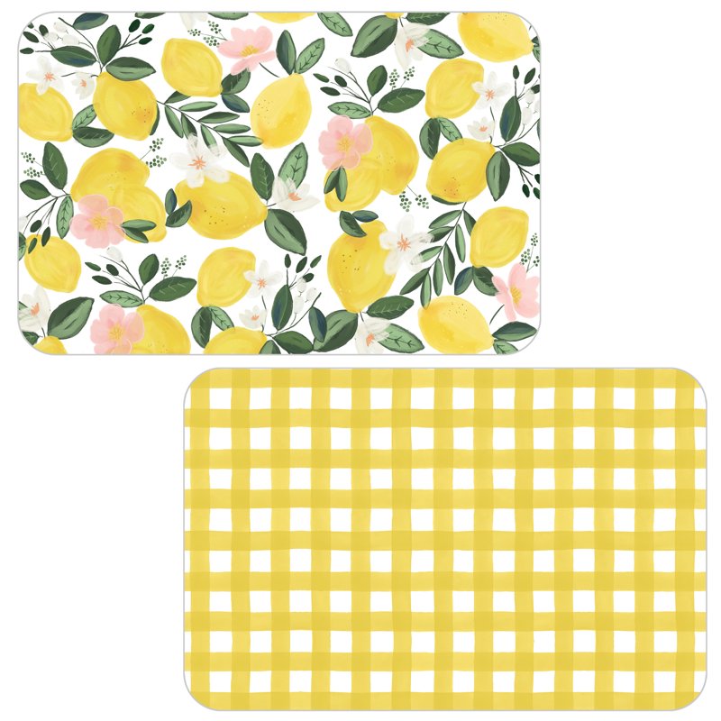 Reversible Lemons on the Vine Plastic Placemats - 4 Pack