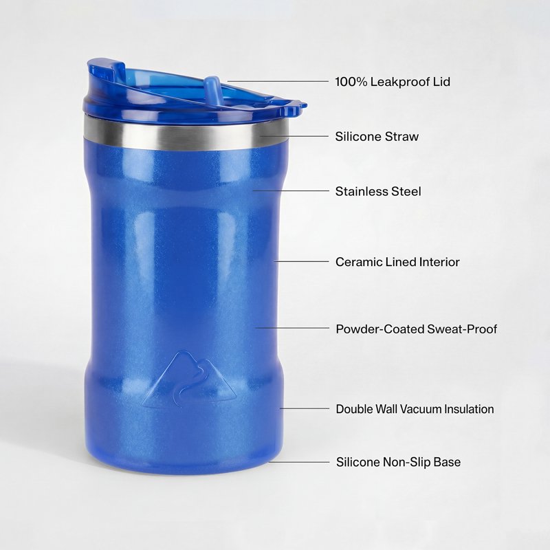 16 oz Stainless Steel Can Tumbler with 2-in-1 Lid - Patriotic Blue