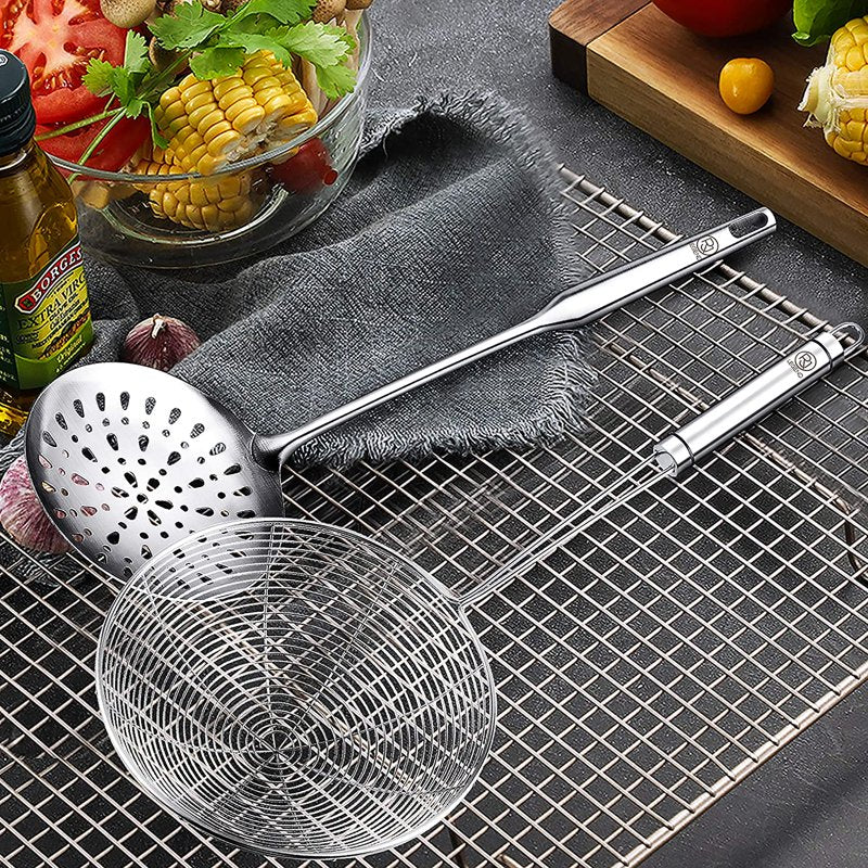 Large Slotted Spoon - 304 Stainless Steel Cooking Ladle