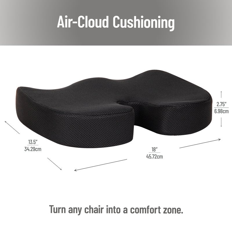 Memory Foam Seat Cushion with Air-Cloud Technology - Black