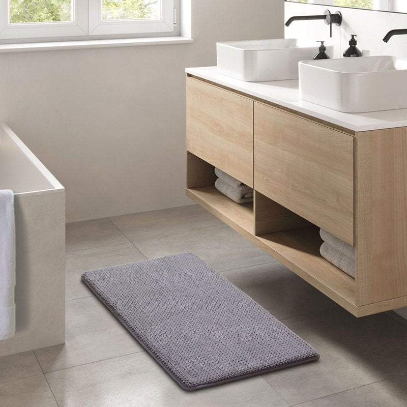 Memory Foam Bath Rug - Better Homes & Gardens Signature Soft Cotton, Gray Flannel, 20 x 34 Inches - Variation of Grey Flannel, Single