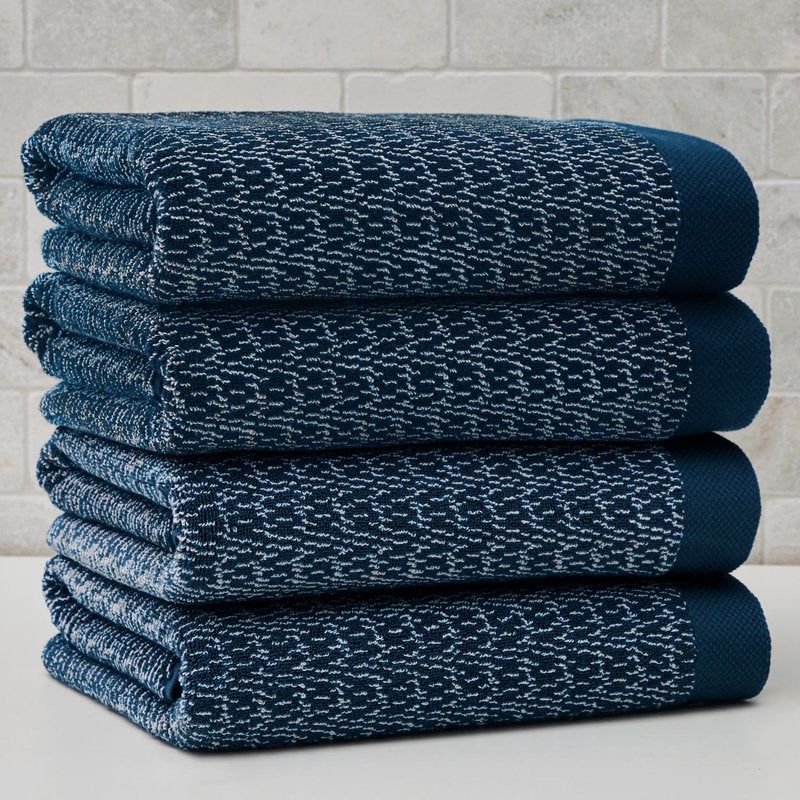 Better Homes & Gardens 6-Piece Cotton Melange Bath Towel Set - Blue Admiral - Includes 2 Bath Towels, 2 Hand Towels, 2 Washcloths
