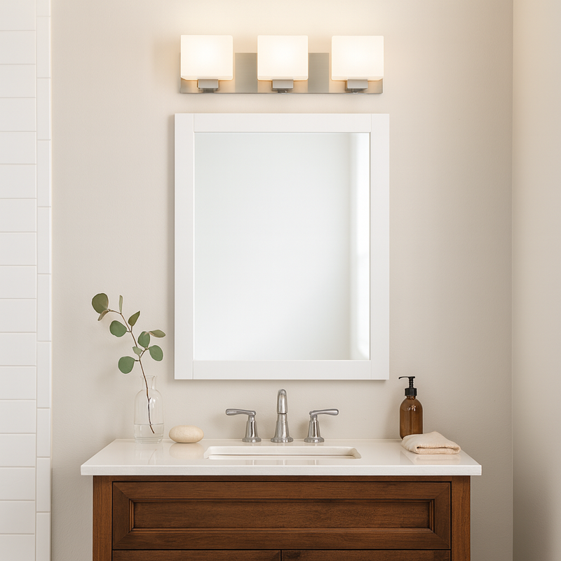 24-Inch White Wall Mounted Bathroom Vanity Mirror - Rectangular Design - Variation: 24 x 30
