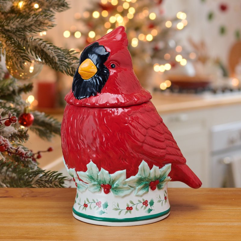 Cardinal Cookie Jar - Winterberry Holiday Decor, 10 in
