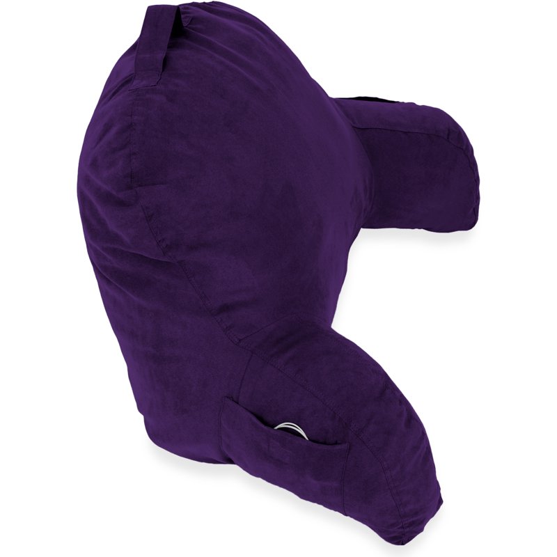 Deluxe Comfort Microsuede Backrest Pillow with Arms - 15 x 8 x 26 Inches, Purple
