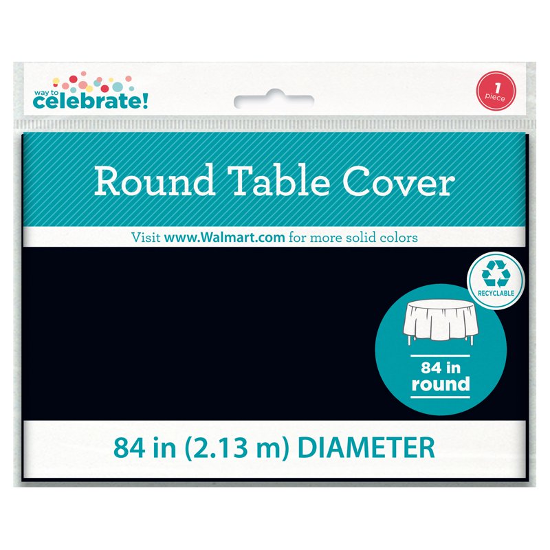 84IN Black Round Plastic Table Cover - Single Use