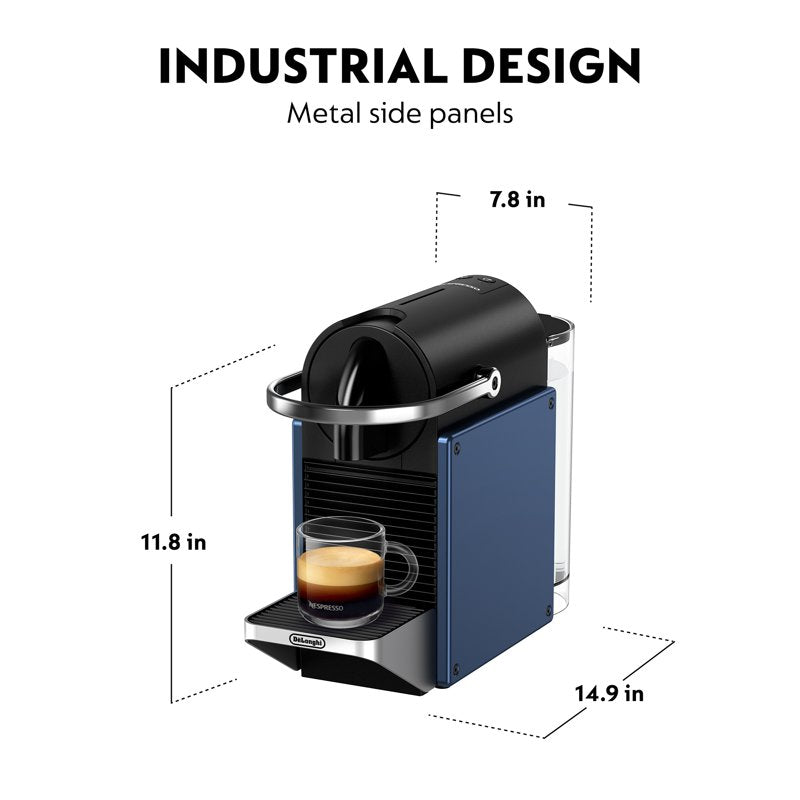 Compact Single-Serve Espresso Coffee Machine - Navy Blue Industrial Design