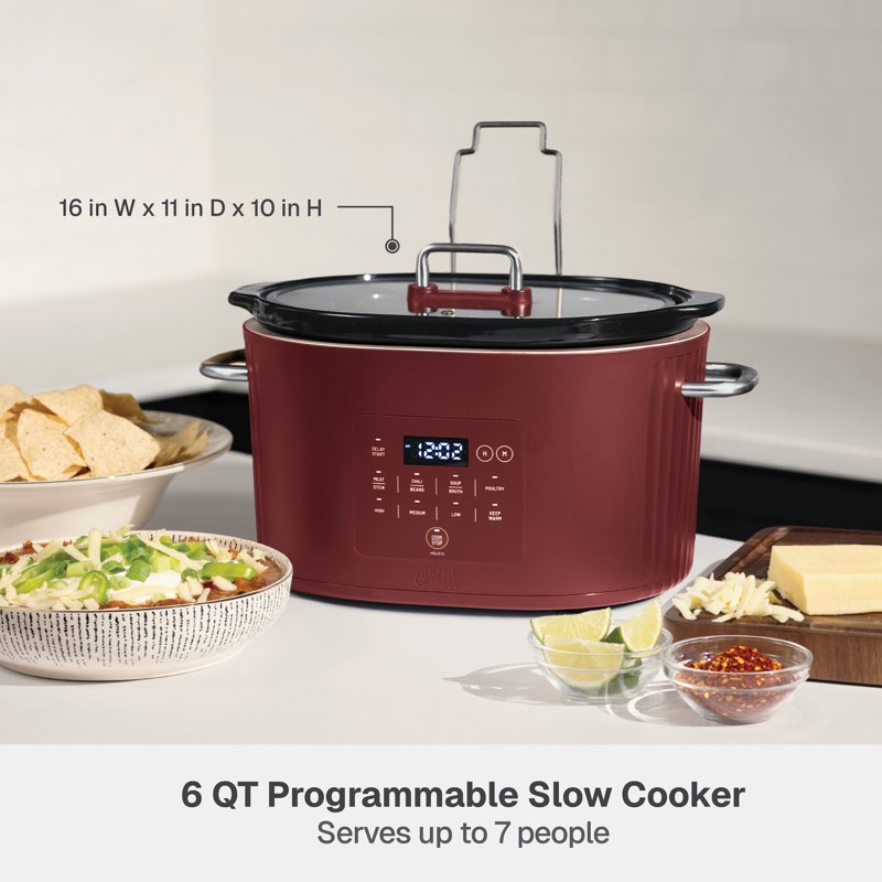 6QT Programmable Slow Cooker - Cabernet Red