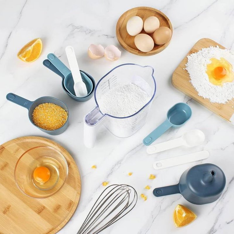 9-Piece Stackable Measuring Set - Blue Kitchen Tools