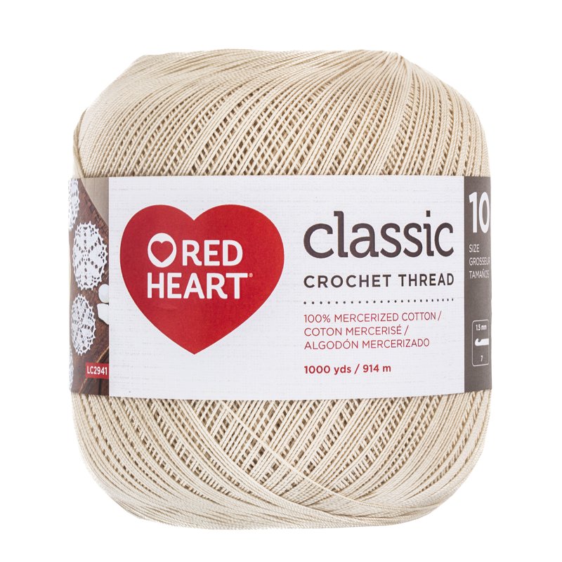 Off-White Red Heart Classic Cotton Crochet Thread 2 Pack - 1000 Yards