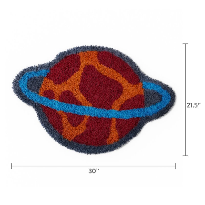 Kids Planet Bath Rug - Playful Blue Cotton Bath Mat with Non-Slip Backing, 30x21.5 Inches - Mainstays Kids