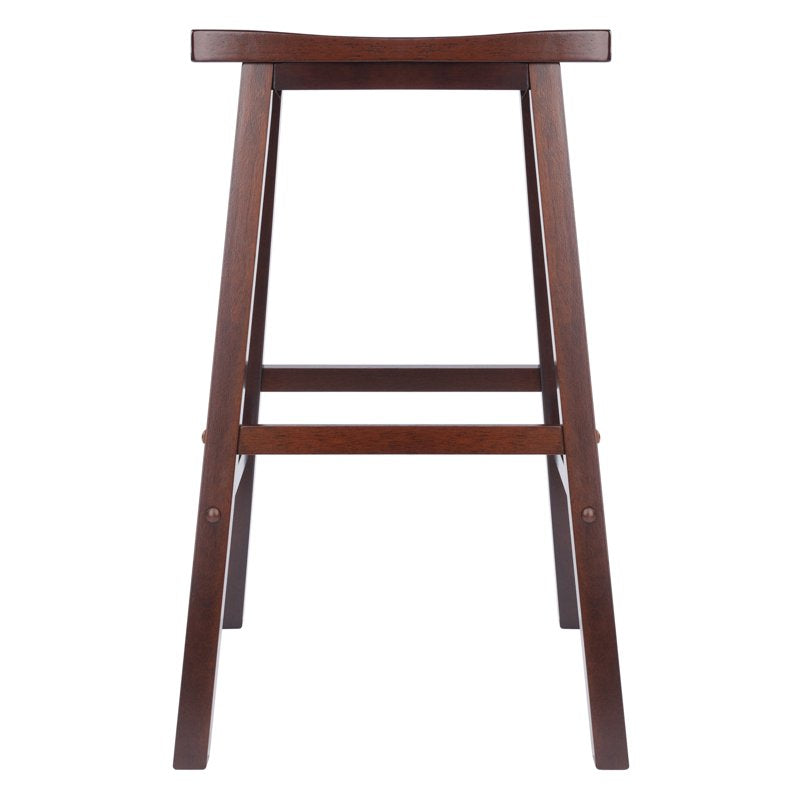 Saddle Seat Bar Stool - 29" Walnut Finish
