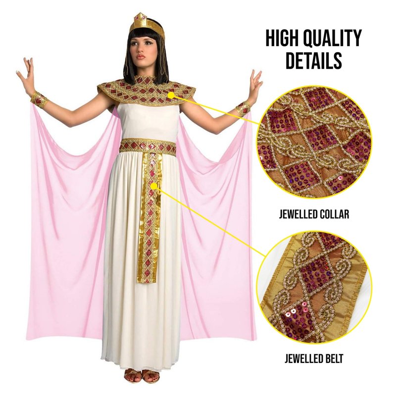 Pink Cleopatra Costume for Women - Queen of the Nile Halloween Outfit - Size S