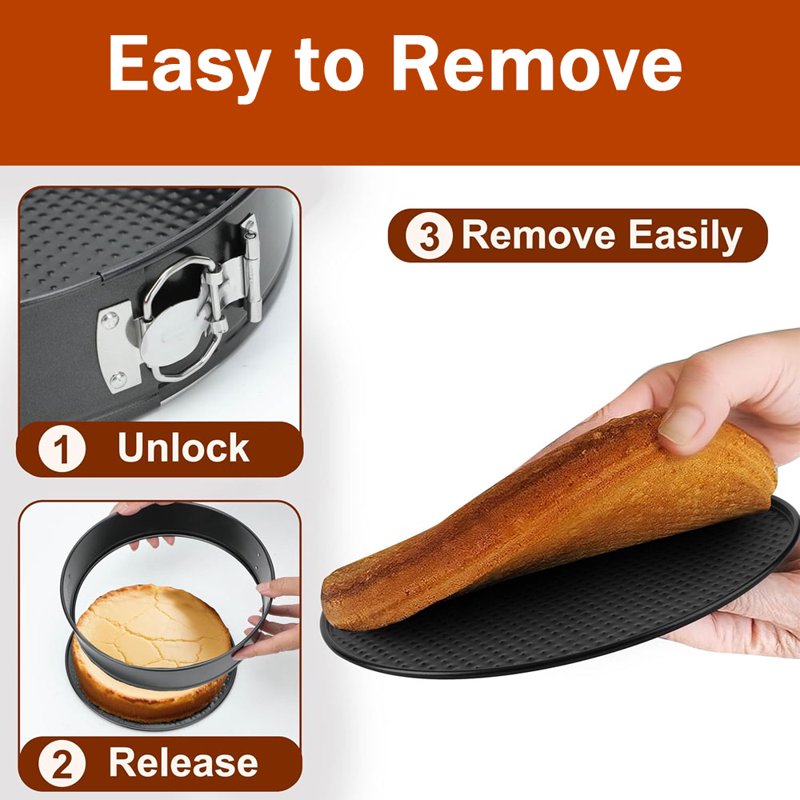 Round Springform Cake Pan Set - 7, 8, 9 Inch Nonstick