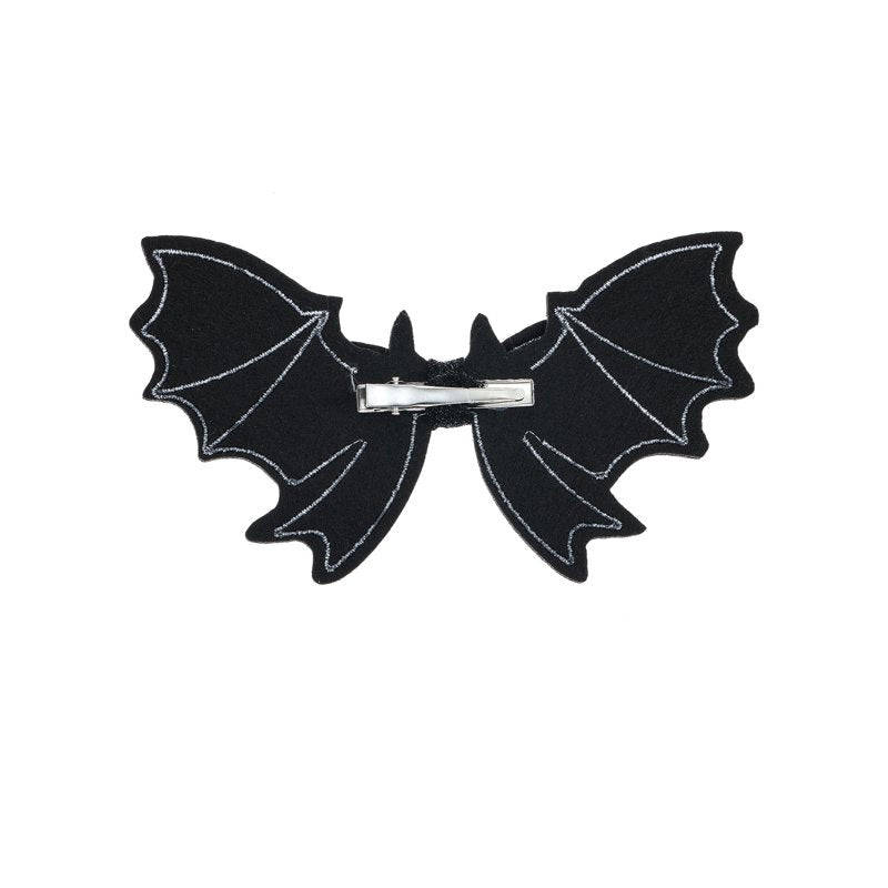 Halloween Bat Bow Hair Clip - Black Felt Alligator Hair Accessory