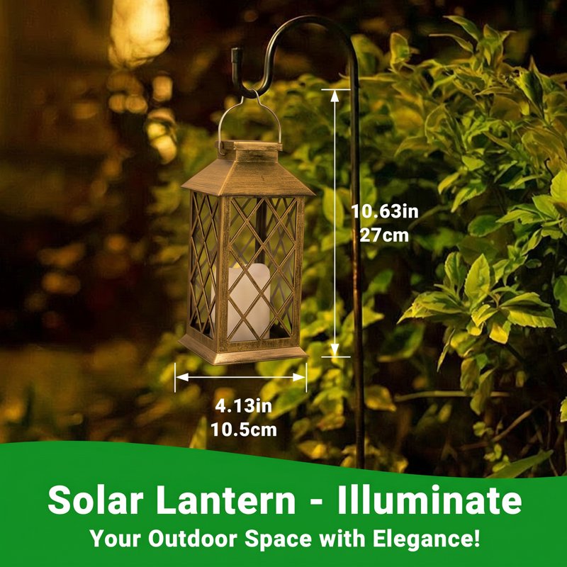 Outdoor Solar Lantern with Flickering Flameless LED Candle - Waterproof Garden Decor - Variation 1
