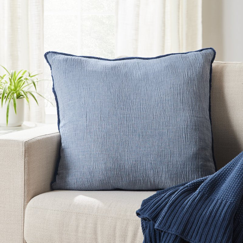 Oversized Indigo Blue Cotton Gauze Fringe Decorative Pillow - 22x22 Inches - Variation of THIS listing