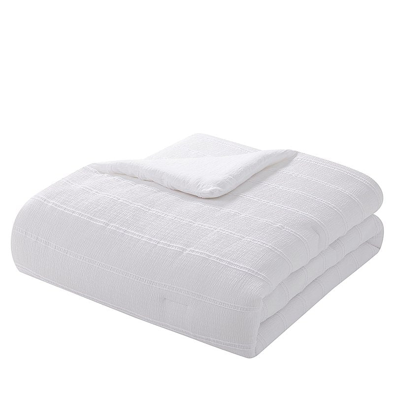 Bright White Textured Comforter Set - Full/Queen 3-Piece Bedding