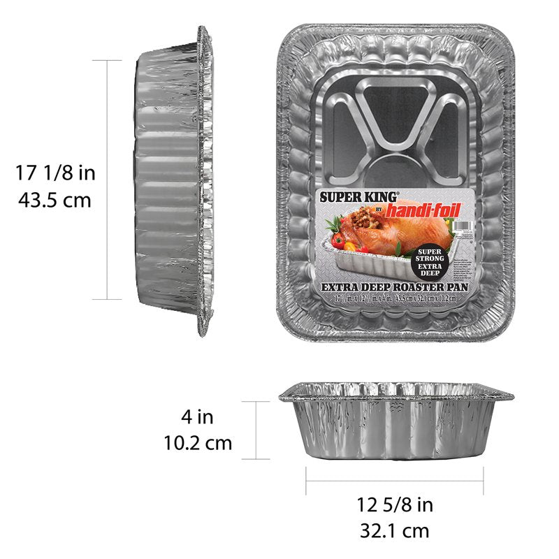Aluminum Extra Deep Super King Roaster Pan - 3 Pack