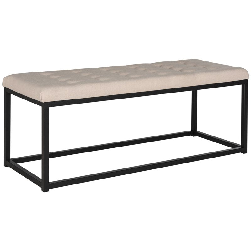 Contemporary Modern Glam Tufted Bench - Beige/Black