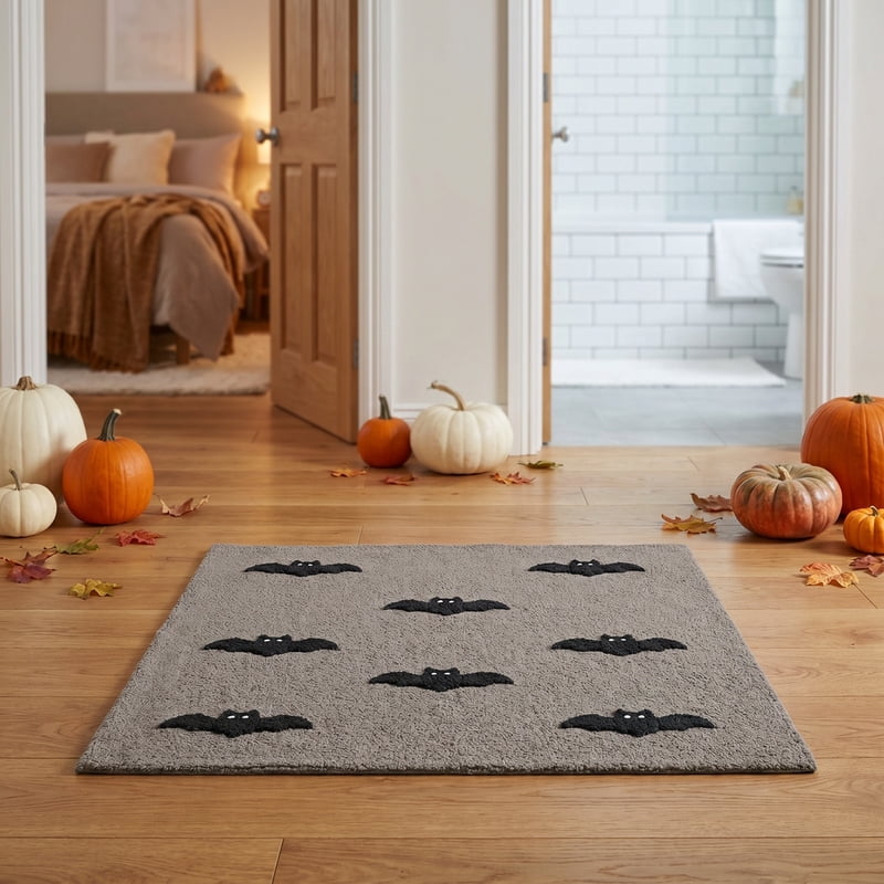 Halloween Bat Doormat - L Variation, 15.75x23.62 Inch Non-Slip Absorbent Entry Rug
