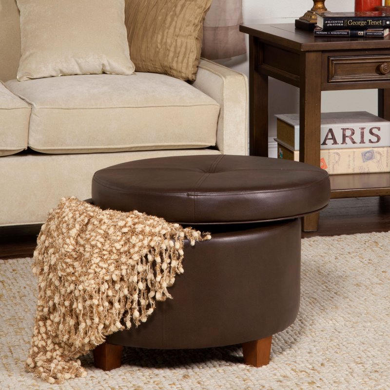 Large Faux Leather Storage Ottoman - Multiple Colors Available