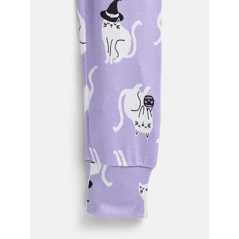 Spring Lilac Halloween Girls' Long Sleeve Pajama Set - Size 7, 2-Piece