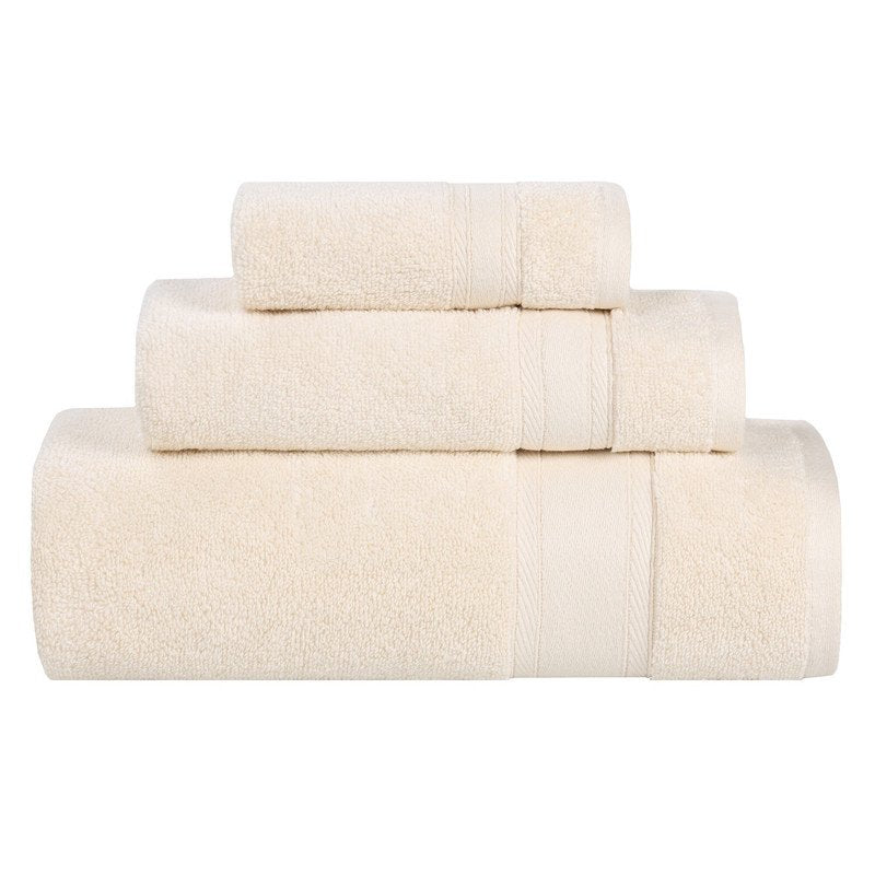 Ivory 3 Piece Zero Twist Cotton Towel Set - Ultra Soft & Absorbent