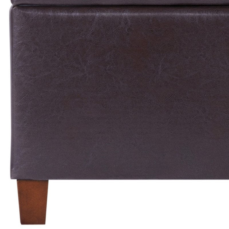 Square Tufted Storage Ottoman - Faux Leather Brown