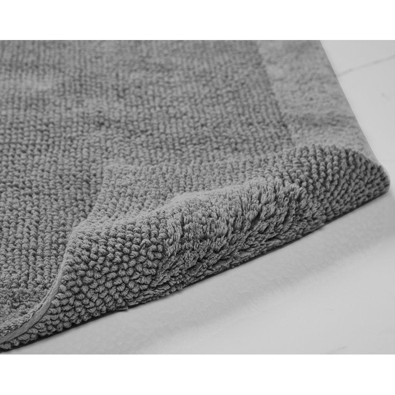 Premium 21x34 Inch Reversible Cotton Bathroom Rug - Gray Edge Collection