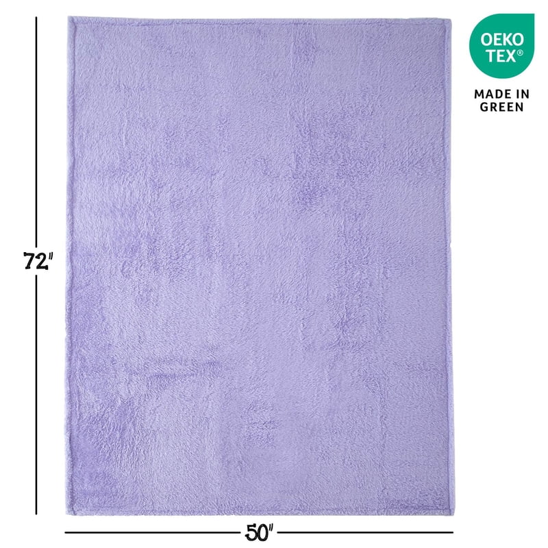 Purple Kids Faux Fur Throw Blanket - 72 x 50 Inches, Plush & Cozy, Machine Washable