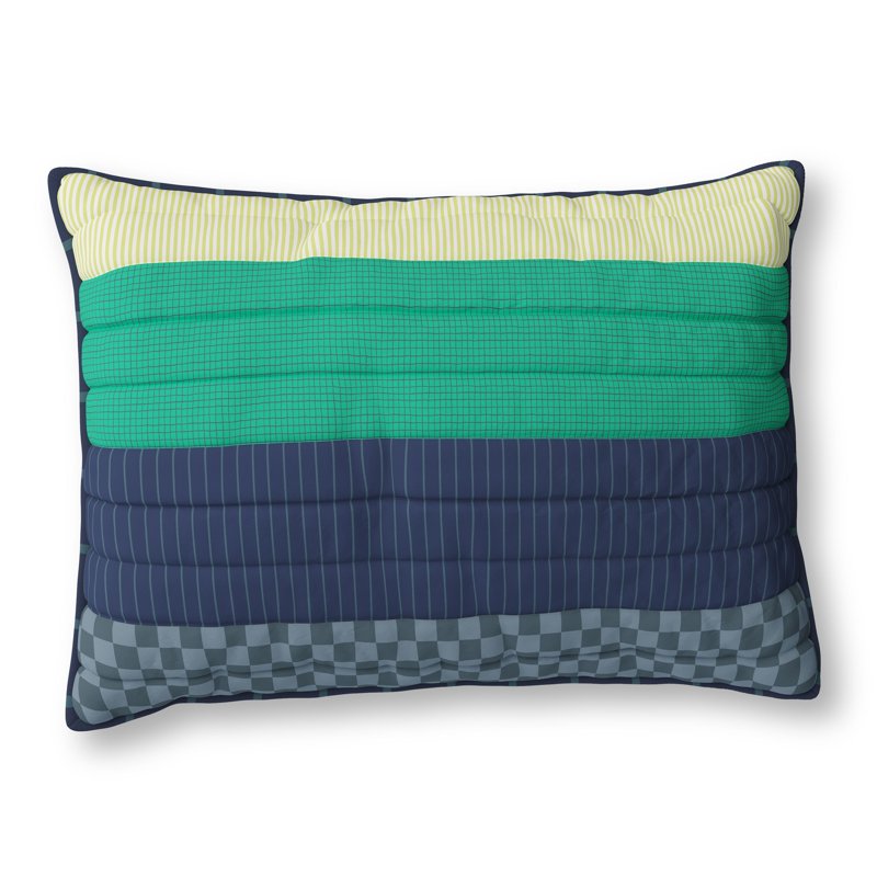 Kids Reversible Green Stripe Stitch Quilt Set Twin - 2 Pieces