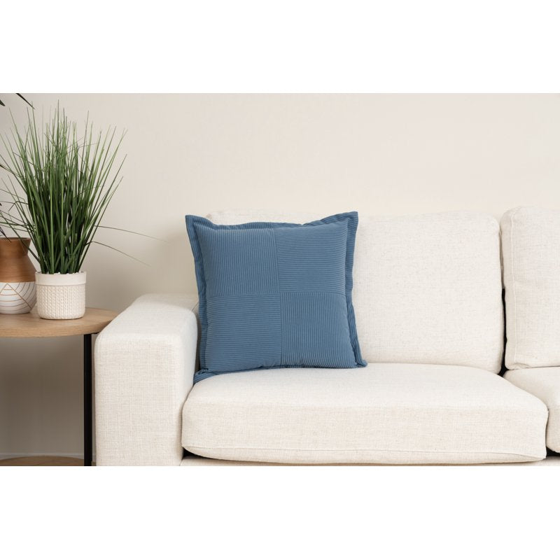 Blue Velvet Corduroy Decorative Throw Pillow 18x18 Inches - Mainstays