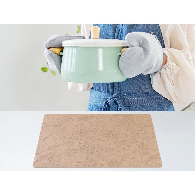 Faux Leather Placemats Set of 6 for Kitchen Dining - Apricot
