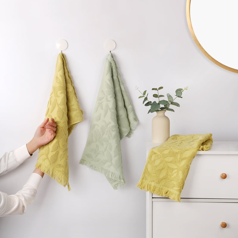 Unique Bargains Jacquard Pattern Boho Hand Towels Set - Khaki, 4 Pieces