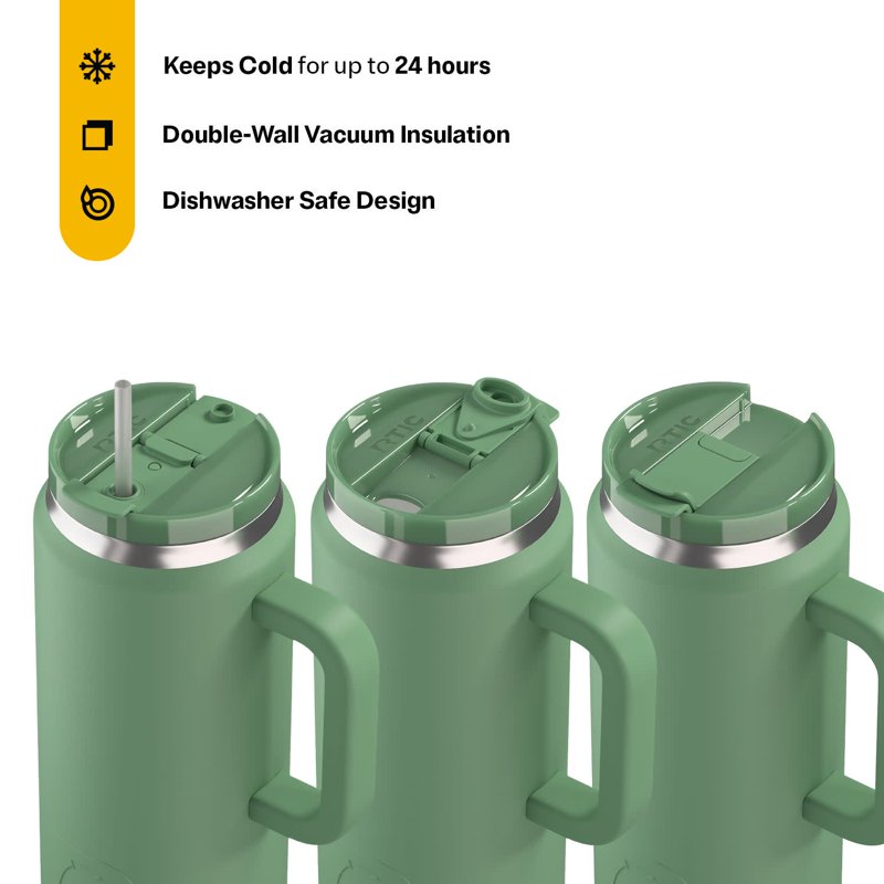 64 oz Road Trip Tumbler with Handle & Leak-Resistant Lid - Sage