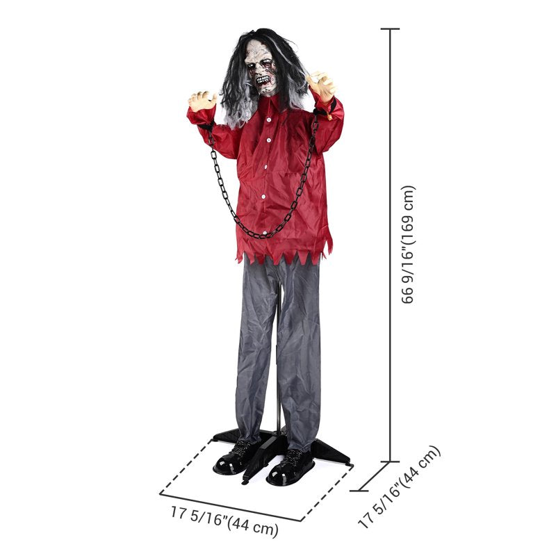Yescom 5.5ft Life Size Animated Halloween Zombie Decoration with Motion & Sound