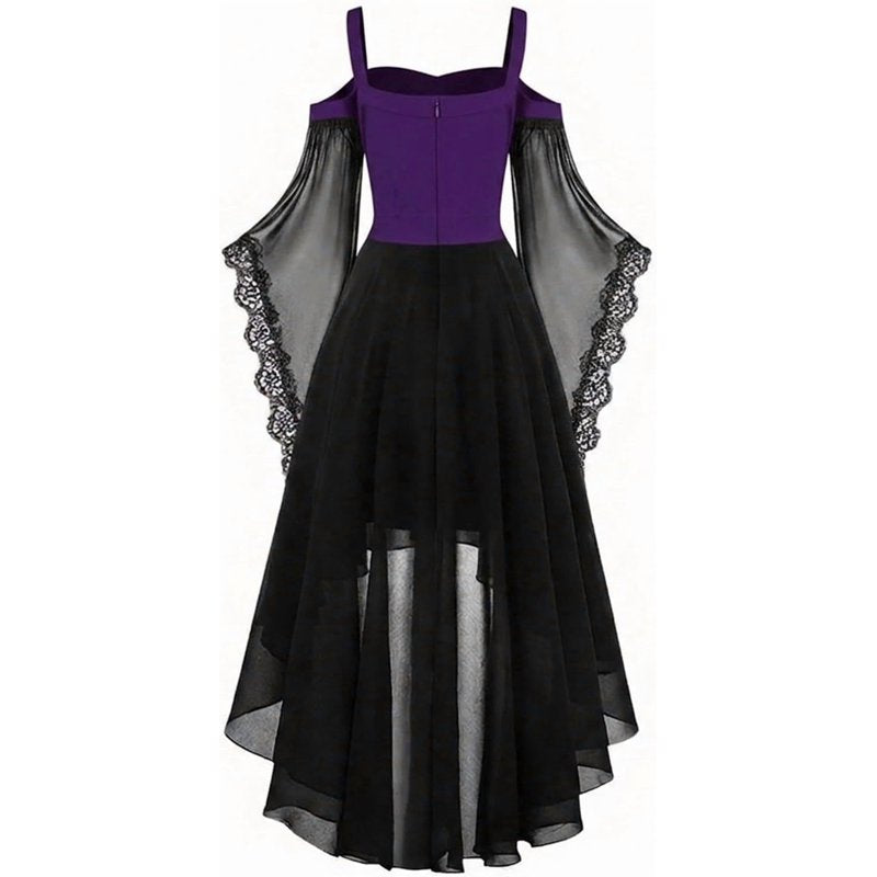 Purple X-Large Gothic Witch Dress with Butterfly Sleeves Halloween Costume
