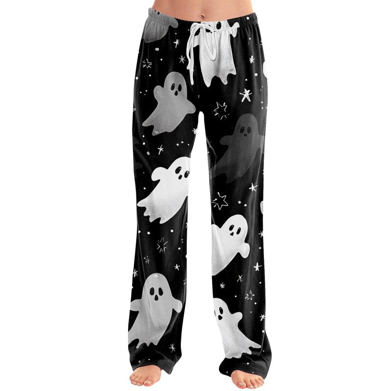Women’s Halloween Pajama Pants Black M Ultra-Soft Lounge Bottoms