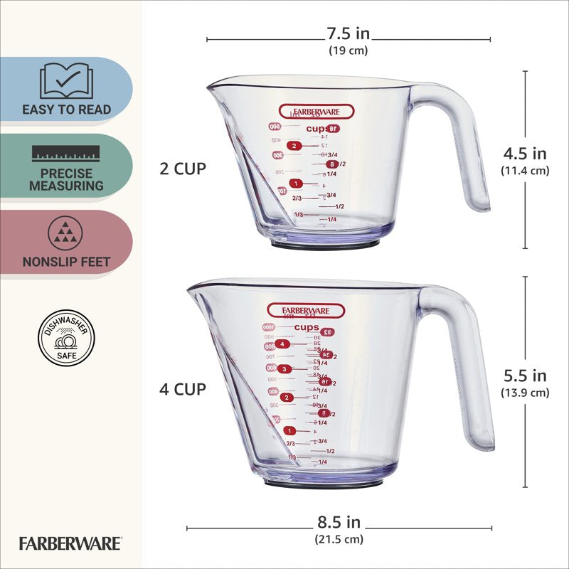 Nesting Measuring Cups Set - 2 Cup & 4 Cup - Clear