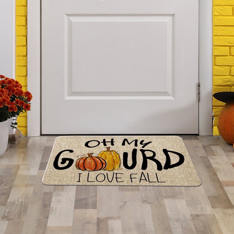 Halloween Doormat with Pumpkin Design - Welcome Outdoor Rug for Entrance (Variation C#168)
