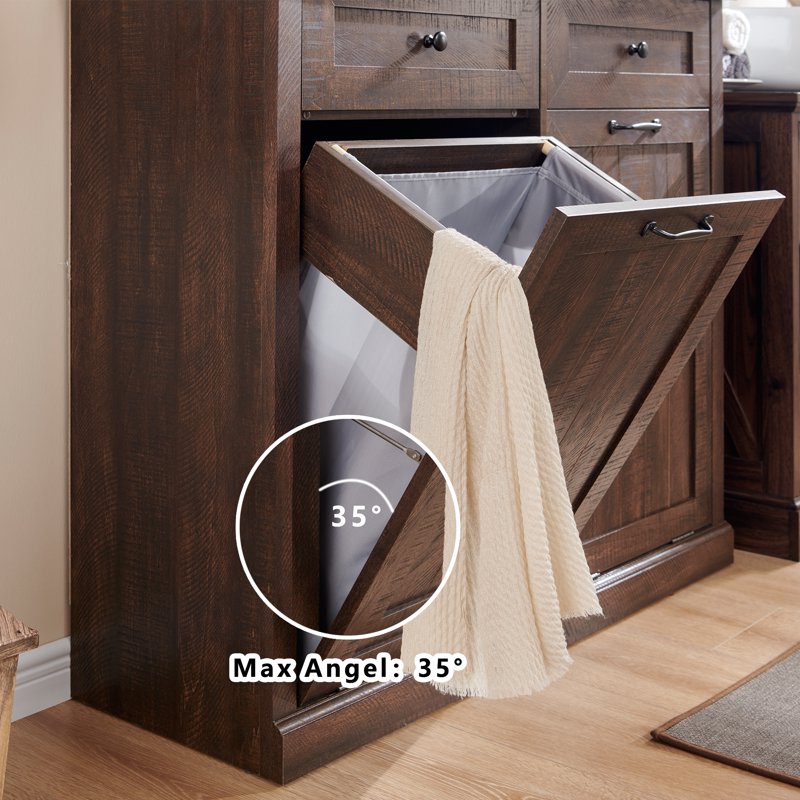 Farmhouse Double Tilt-Out Trash Can Cabinet - Brown