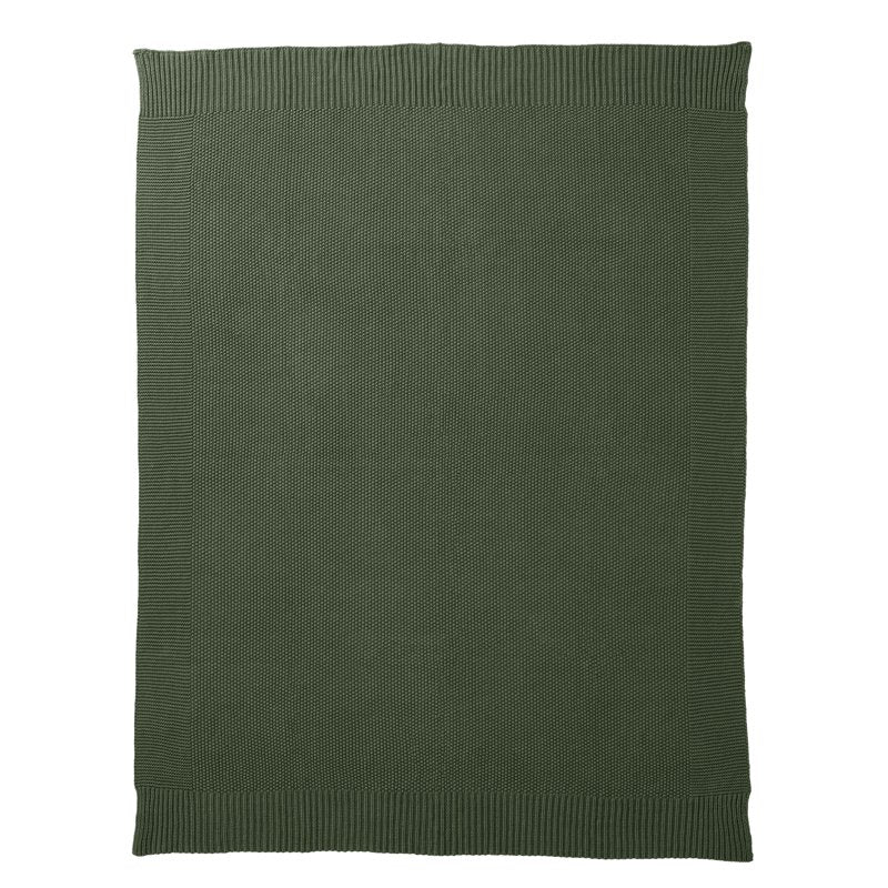 Deep Green Chunky Knit Throw Blanket - Cotton-Blend, 50x60 Inches